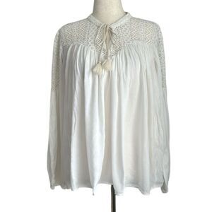 Denim & Supply Ralph Lauren White Oversized Lace Peasant Blouse Size L